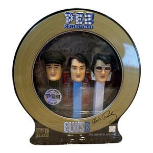 Elvis Limited Edition Pez Record Tin Plus CD Three Elvis Dispensers